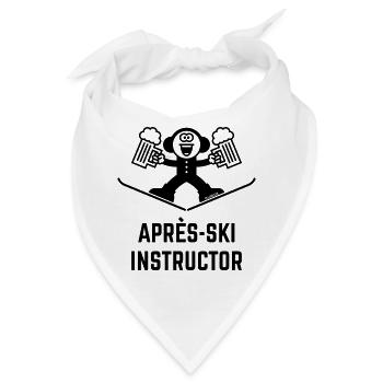 Après-Ski Instructor (Bier / Karikatur / 1C) - Bandana - Weiß - Vorne