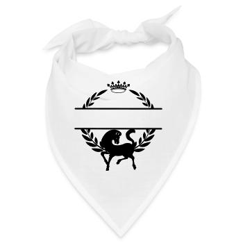 Pferd im Lorbeerkranz mit einer Krone darüber. - Bandana - Weiß - Vorne