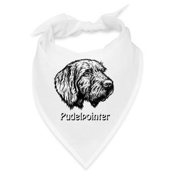 Pudelpointer Portrait - Bandana - Weiß - Vorne