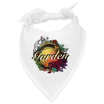 bunter Garten in Jugendstil Glasfenster Optik - Bandana - Weiß - Vorne