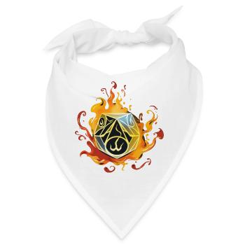 W20 Silhouette In Flammen Fantasy RPG Shirt - Bandana - Weiß - Vorne