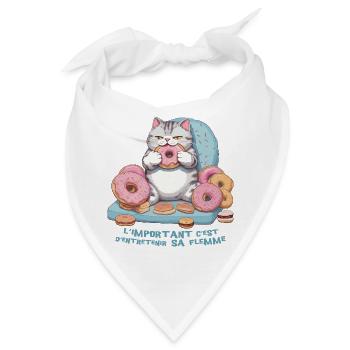 Feinschmecker-Katze, die Donuts frisst! Humor - Bandana - Weiß - Vorne