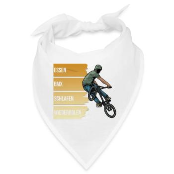 Essen - BMX - Schlafen - Wiederholen - Bandana - Weiß - Vorne