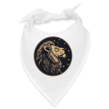 Löwe mit Sternenhimmel - Bandana - Weiß - Vorne