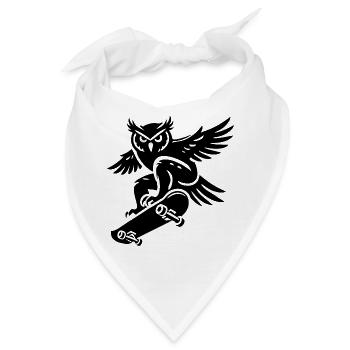 Schneeeule Skateboard Silhouette Minimalistischer - Bandana - Weiß - Vorne