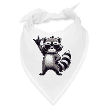 Waschbär mit Rock Pose Raccoon Rock Musik Musiker - Bandana - Weiß - Vorne