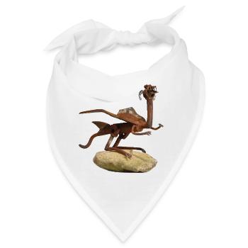 Rostiger Metall-Drachen auf Stein - Bandana - Weiß - Vorne