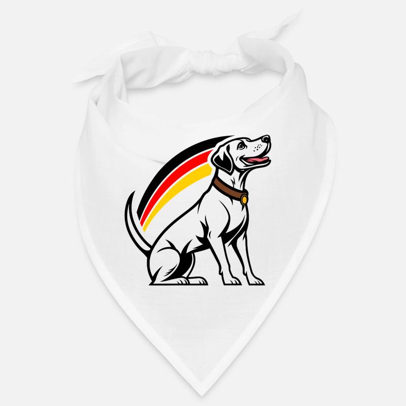 Hund mit Regenbogen im Comic-Stil Bandana