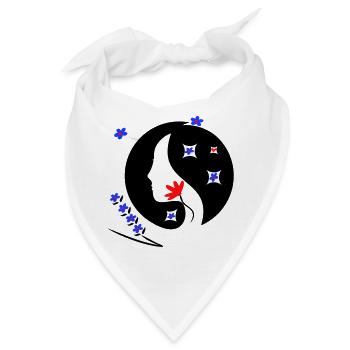 Frauenkopf mit Blüten - Bandana - Weiß - Vorne