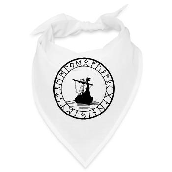 Schwarzes Wikinger-Langschiff und Kompass - Bandana - Weiß - Vorne