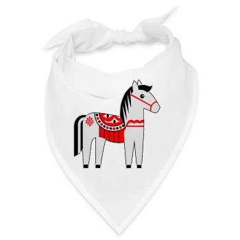 Buntes Dalapferd Skandi Design – Folk Art Motiv - Bandana - Weiß - Vorne