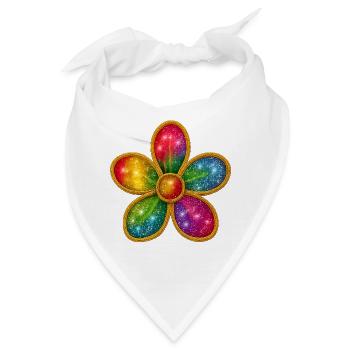 Galaktischer Blumenring mit bunten Funkeln - Bandana - Weiß - Vorne