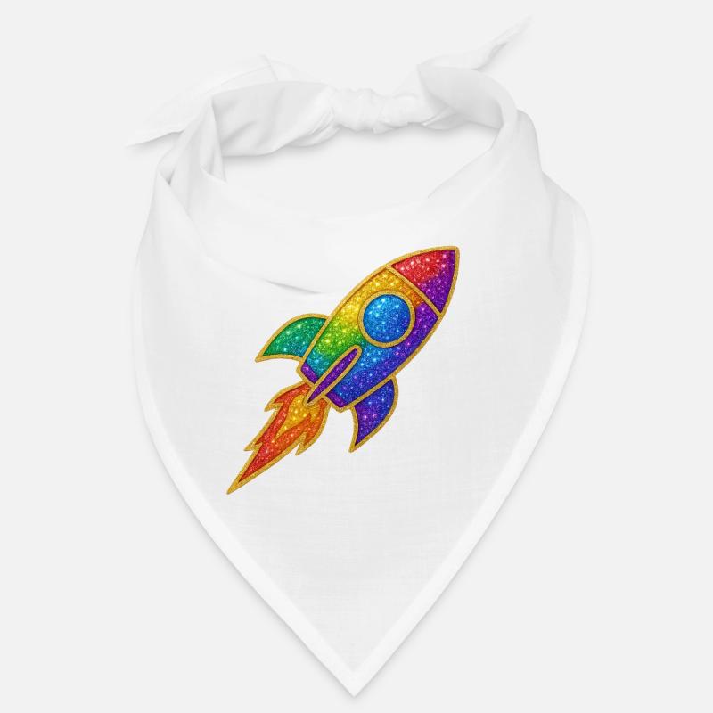 Rainbow Rocket Glitter Design Bandana