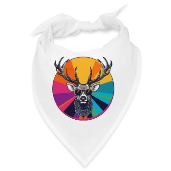 Lässiger Hirsch mit Sonnenbrille - Bandana - Weiß - Vorne
