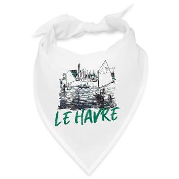 Maritime Szene von Le Havre mit Kalligrafie - Bandana - Weiß - Vorne