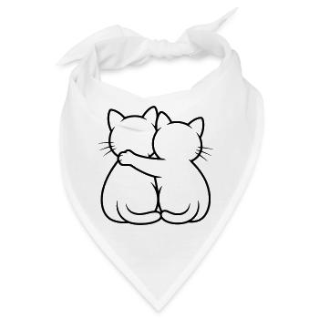 Katzen Umarmung - Bandana - Weiß - Vorne