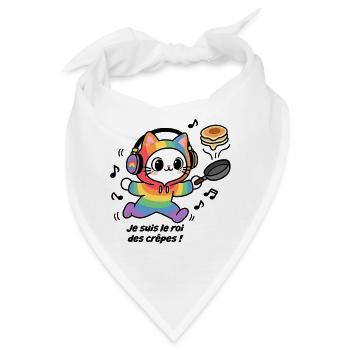 Katzenköchin, ich bin der König der Pfannkuchen! - Bandana - Weiß - Vorne