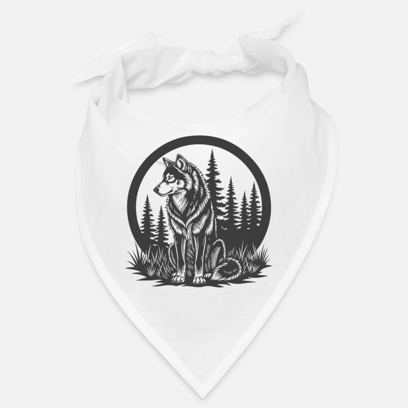Forest wolf silhouette in a circle Bandana