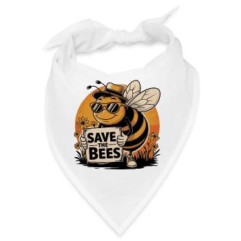Save The Bees Lustiger Cartoon Stil Biene - Bandana - Weiß - Vorne