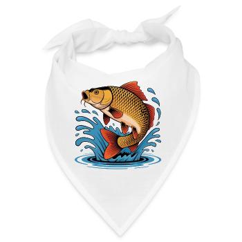 Springender Karpfen  - Bandana - Weiß - Vorne