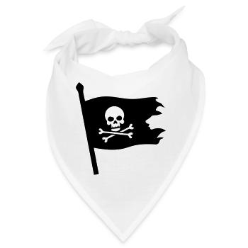 Piraten Totenkopf Jolly Roger - Bandana - Weiß - Vorne