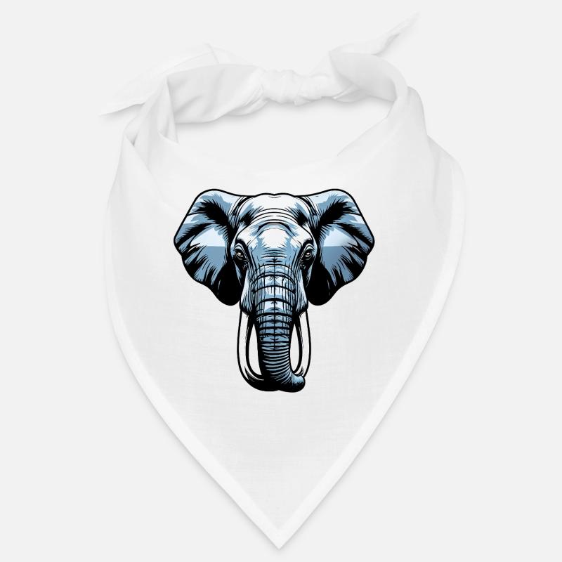 Blue Elephant Head Vector - Bandana - white