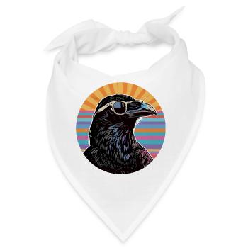 Raven mit Sonnenbrille Retro Vibe - Bandana - Weiß - Vorne