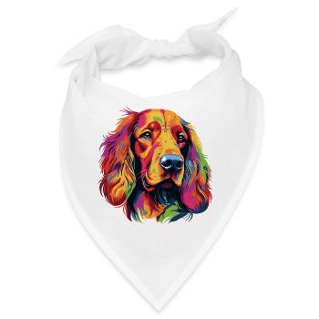Farbenreiches Hundporträt Pop-Art - Bandana - Weiß - Vorne
