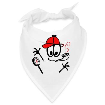 Detektiv mit Pfeife - Bandana - Weiß - Vorne