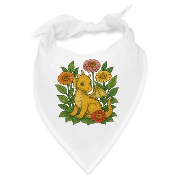 Goldener Drache in Blühen - Bandana - Weiß - Vorne