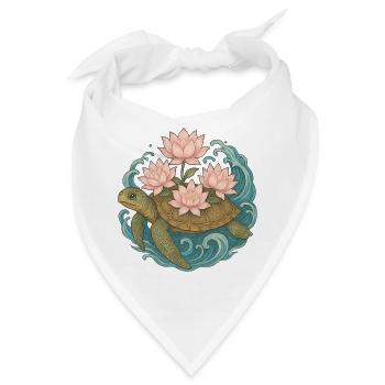 Lotus-Schildkröte auf den Wellen des Ozeans - Bandana - Weiß - Vorne
