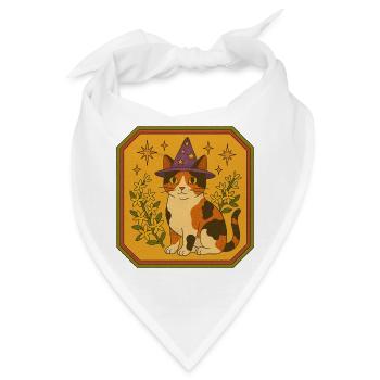 Calico-Hexenkatze mit Sternenhut - Bandana - Weiß - Vorne