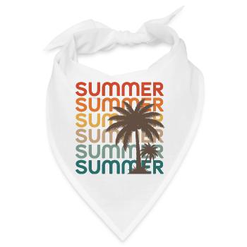 Retro Sommer Palmen Sonnenuntergang Vibes - Bandana - Weiß - Vorne