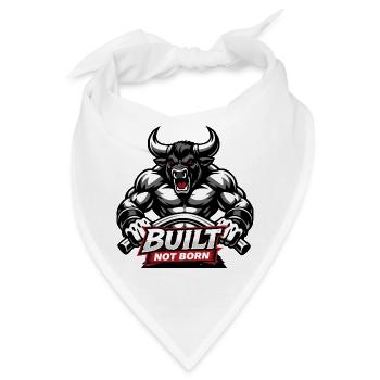 Bodybuilder /  Minotaurus / Built not born         - Bandana - Weiß - Vorne