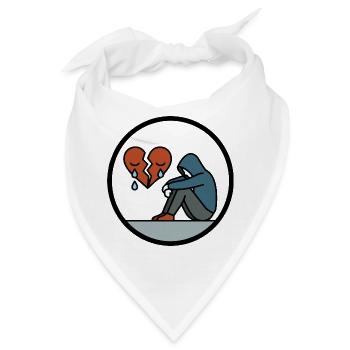 Zerbrochenes Herz und Einsamkeit Herzschmerz Motiv - Bandana - Weiß - Vorne
