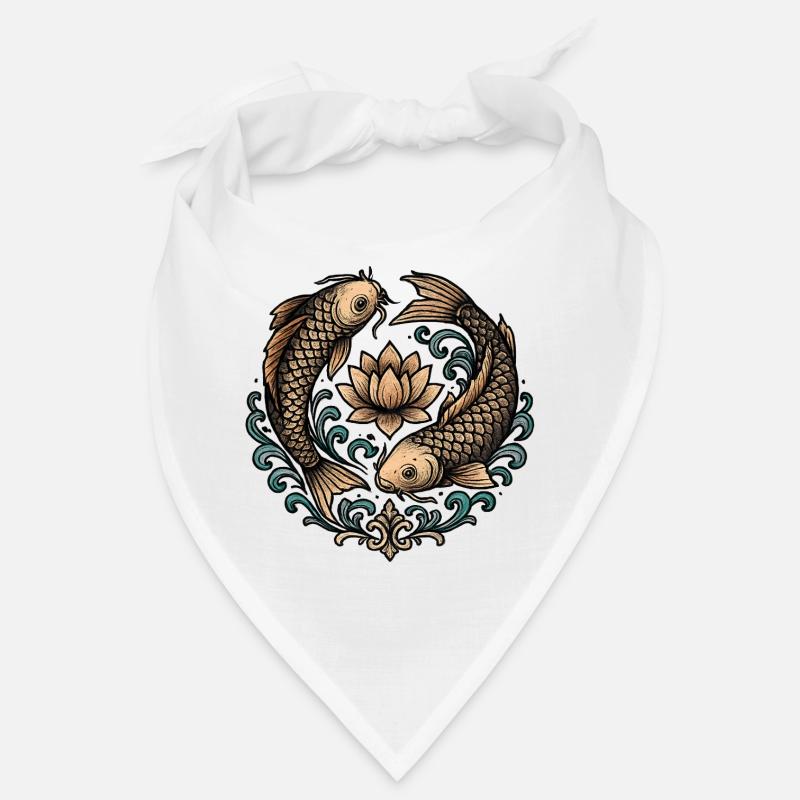 Koi and Lotus Circle Harmony Tattoo Bandana