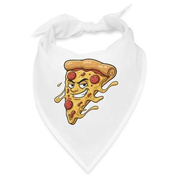Pizza-Slice mit frechem Grinsen - Bandana - Weiß - Vorne