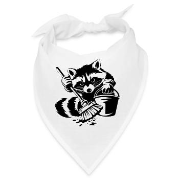 Waschbär mit Eimer & Mopp - Bandana - Weiß - Vorne
