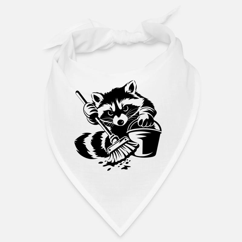 Waschbär mit Eimer & Mopp Bandana