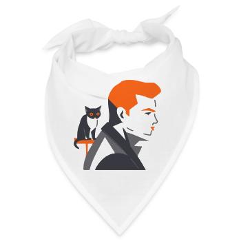 Mann mit Katze - Tusarisa - Bandana - Weiß - Vorne