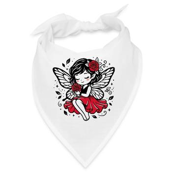 Rosenflügel Fee im Roten Kleid - Bandana - Weiß - Vorne