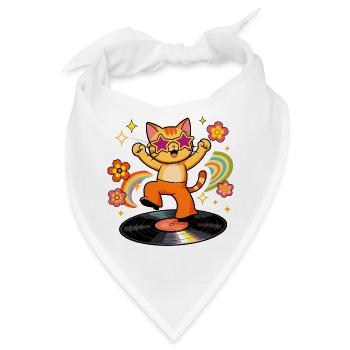 Disco-Katze auf farbigem Vinyl - Bandana - Weiß - Vorne