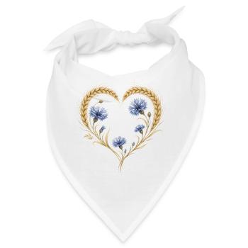 Weizen Herz Kornblume Ähren Natur Blumen Motiv - Bandana - Weiß - Vorne