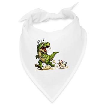 Comic-Raptor-Dinosaurier auf der Flucht vor einem Huhn - Bandana - Weiß - Vorne