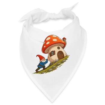 Pilzhäuschen-Gnom zieht Haus - Bandana - Weiß - Vorne