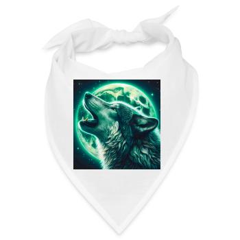 Wolf heult zum Vollmond - Bandana - Weiß - Vorne