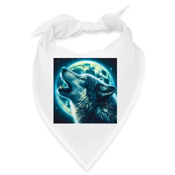 Wolf heult zum Vollmond - Bandana - Weiß - Vorne