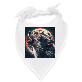 Wolf heult zum Vollmond - Bandana - Weiß - Vorne