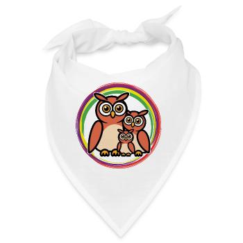 Eulen Cartoon - Bandana - Weiß - Vorne