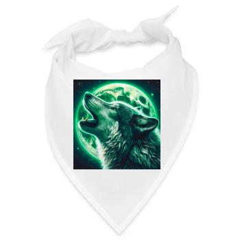 Wolf heult zum Vollmond - Bandana - Weiß - Vorne